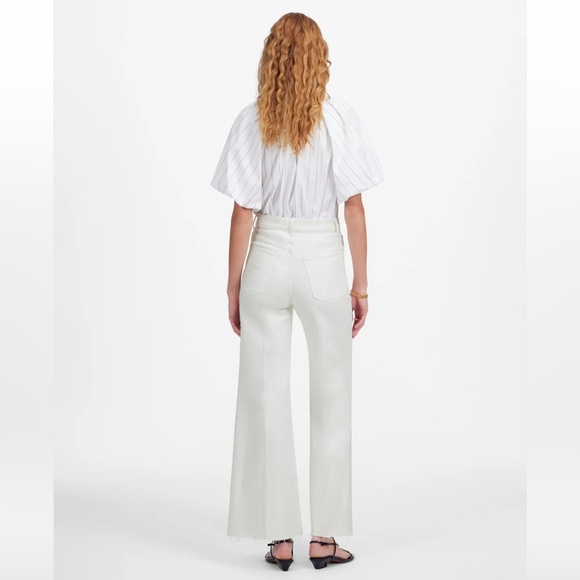 Madewell Flared Wide-Leg Crop Jeans Women's Size 29 in Pure White raw hem NEW - Picture 4 of 15